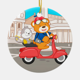 Ornement Rond En Céramique La Dolce Vita Romana - ours nano et singe junior