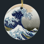 Ornement Rond En Céramique La Grande Vague Au Large De Kanagawa<br><div class="desc">Art japonais vintage La Grande vague au large de Kanagawa ou la vague .. oeuvre d'art étonnante dans le style ukiyo-e par un grand maître Katsushika Hokusai .. art vintage sur les produits modernes de Zazilicious</div>