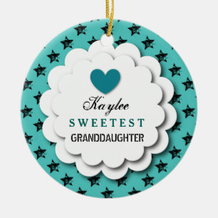 Ornement Rond En Céramique La grunge noire turquoise de la petite-fille la
