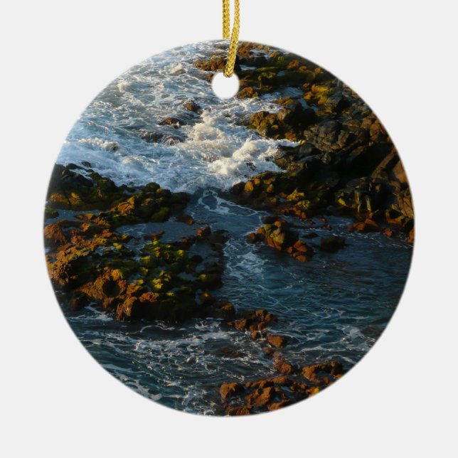 Ornement Rond En Céramique Là où l'océan rencontre les rochers (Devant)