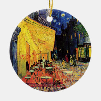 Ornement Rond En Céramique La terrasse de café dans Arles, la nuit - Van Gogh