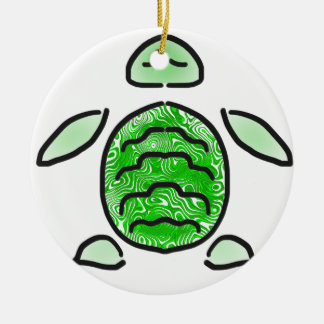 Ornement Rond En Céramique La tortue de mer verte mignonne