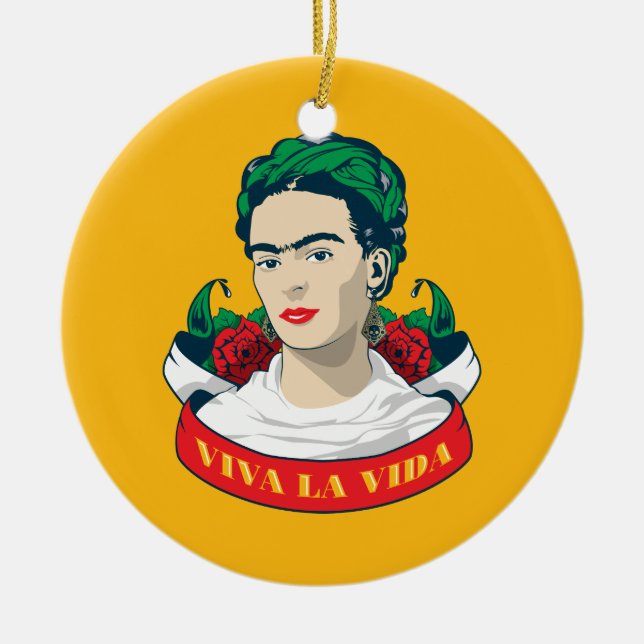Ornement Rond En Céramique La Vida de vivats de Frida Kahlo | (Devant)