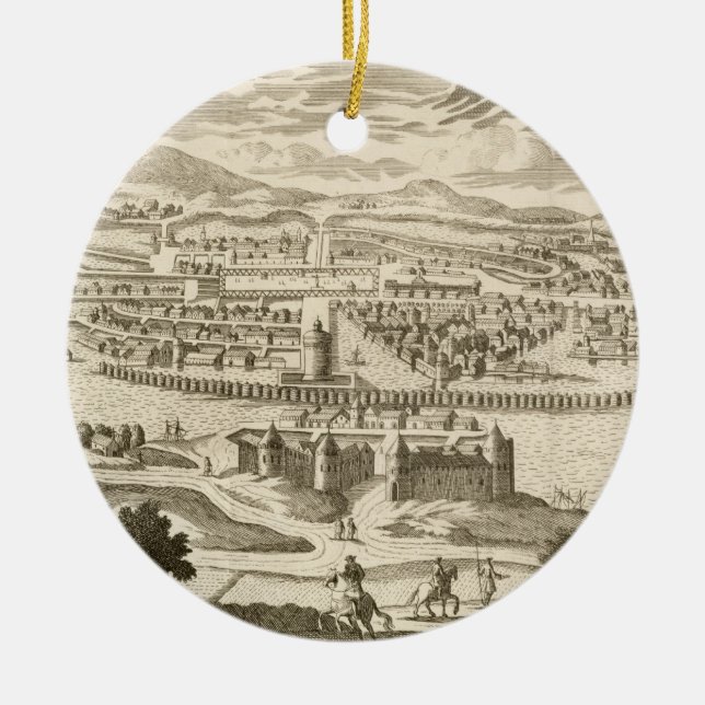 Ornement Rond En Céramique La ville du Mexique, 1723 (gravure) (Devant)