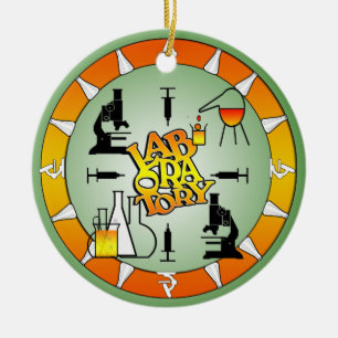 ORNEMENT ROND EN CÉRAMIQUE LABORATOIRE 4 LOGO CARRÉ