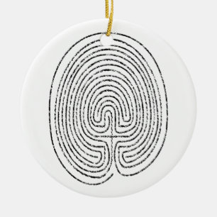 Ornement Rond En Céramique Labyrinthe de Thumbprint