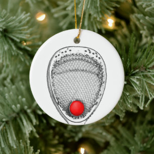Ornement Rond En Céramique Lacrosse Joyeux Noël Lax-mas
