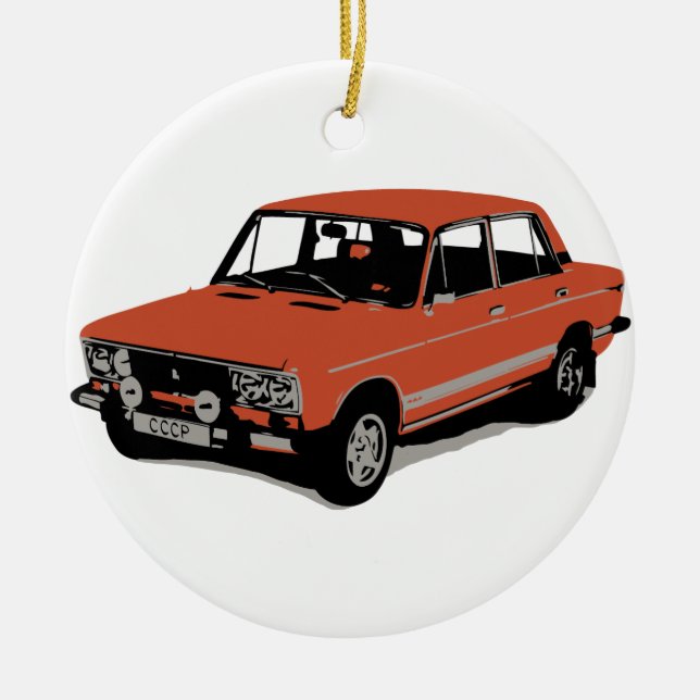 Ornement Rond En Céramique Lada - la voiture russe soviétique (Devant)