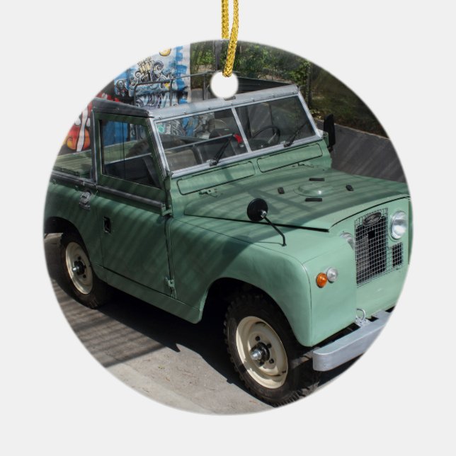 Ornement Rond En Céramique Land Rover Series II SWB (Devant)