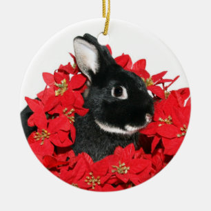 Ornement Rond En Céramique lapin de Noël