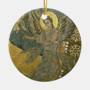 Ornement Rond En Céramique L'arche de l'engagement soutenu par Cherubim, pour