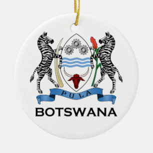 Ornement Rond En Céramique Le BOTSWANA - drapeau/emblème/manteau des