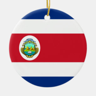 Ornement Rond En Céramique Le Costa Rica - drapeau national de Rican de côte