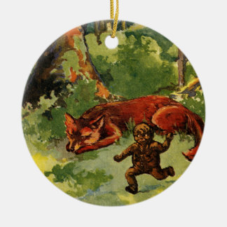 Ornement Rond En Céramique Le garçon de pain d'épice et le Fox