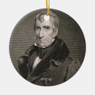 Ornement Rond En Céramique Le Général principal William Henry Harrison, gravé