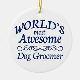Ornement Rond En Céramique Le Groomer du chien le plus impressionnant du
