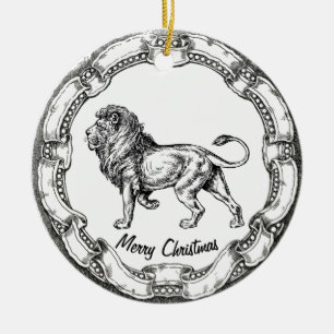 Ornement Rond En Céramique Le lion vintage personnalisent