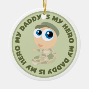 Ornement Rond En Céramique Le papa de bébé de soldat est mon cadeau