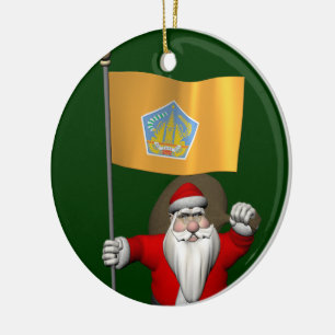 Ornement Rond En Céramique Le Père Noël Avec L'Ensigne De Bali