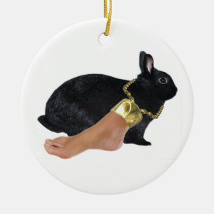 Ornement Rond En Céramique Le pied humain chanceux du lapin