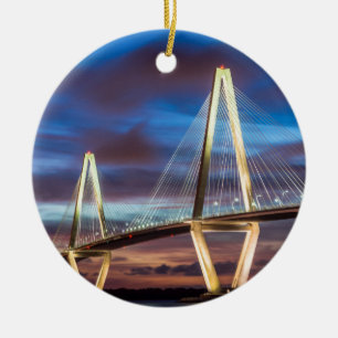 Ornement Rond En Céramique Le pont Arthur Ravenal de nuit