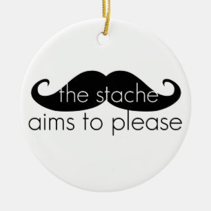 Ornement Rond En Céramique Le Stache vise à la parodie Pleasefunny