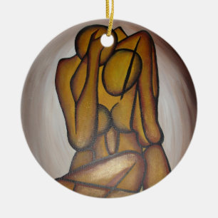 Ornement Rond En Céramique Les Amateurs Abstraits Art Contemporain En Ocre Et