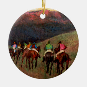 Ornement Rond En Céramique Les chevaux de course dans un art de cheval de