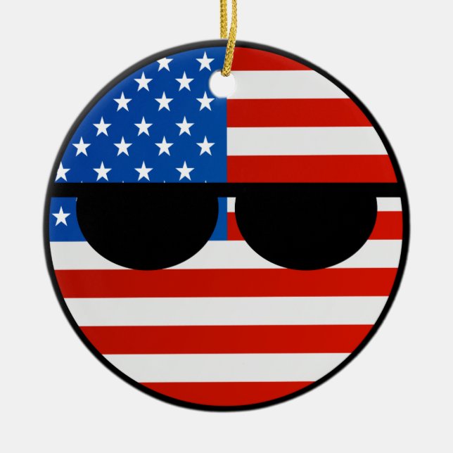 Ornement Rond En Céramique Les Etats-Unis Geeky tendants drôles Countryball (Devant)