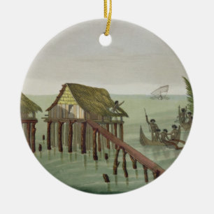 Ornement Rond En Céramique Les habitations de la tribu de Papu, Rawak,