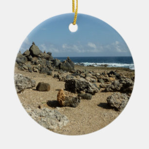 Ornement Rond En Céramique Les monuments rocheux sur la côte d'Aruba
