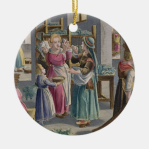 Ornement Rond En Céramique Les oeufs hachent dûment dans des vers, ils sont b