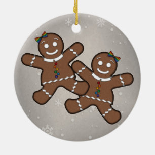 Ornement Rond En Céramique Lesbian Pride Christmas Gingerbread Women Couple