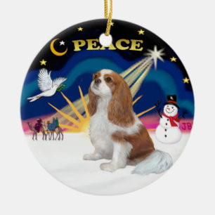 Ornement Rond En Céramique Lever de soleil de Noël - Blenheim Cavalier