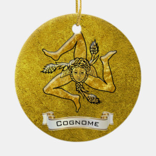 Ornement Rond En Céramique L'héritage Trinacria sicilien personnalisent