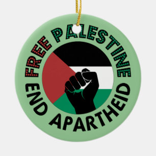 Ornement Rond En Céramique Libérez la Palestine Fin de l'apartheid Drapeau de