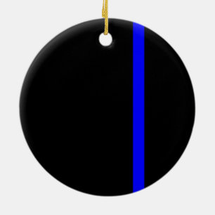 Ornement Rond En Céramique Ligne Bleue Mince Symbolique Noir vertical