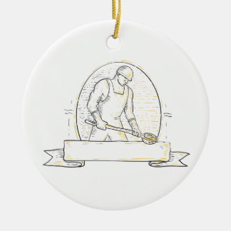 Ornement Rond En Céramique Ligne en acier de Miono de poche de travailleur de