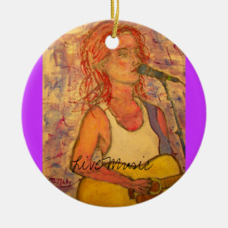 Ornement Rond En Céramique Live Music Girl