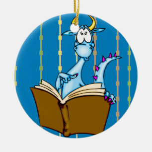 Ornement Rond En Céramique Livre de lecture Dragon