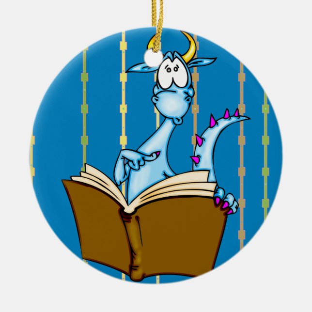 Ornement Rond En Céramique Livre de lecture Dragon (Devant)