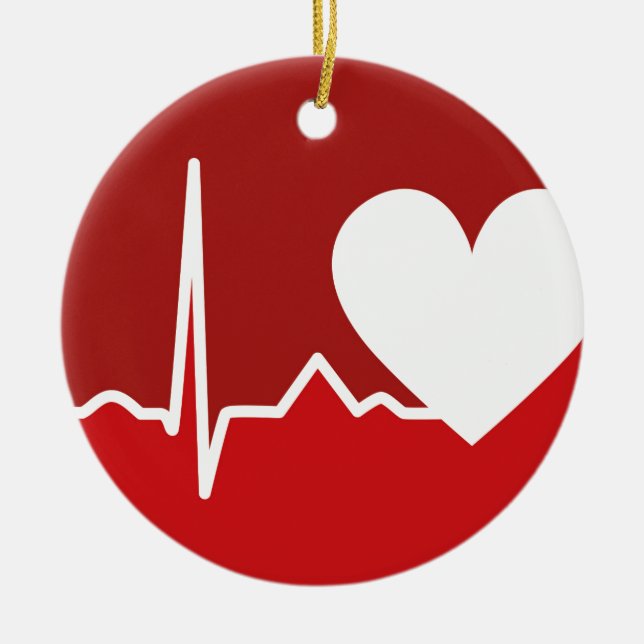 Ornement Rond En Céramique Logo de coeur (Devant)