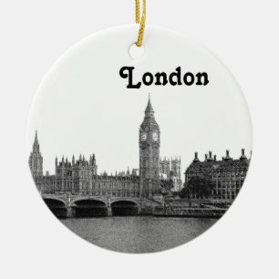 Ornement Rond En Céramique Londres Angleterre Royaume-Uni Skyline Gravée
