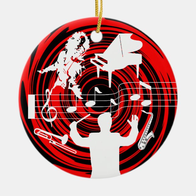 Ornement Rond En Céramique L'ornement de musique ajoutent la photo (Devant)