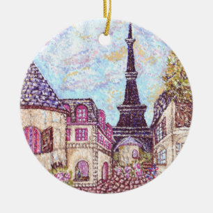 Ornement Rond En Céramique L'ornement pointillisme inspiré de Paris Kristie H