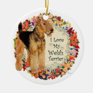 Ornement Rond En Céramique Love My Welsh Terrier