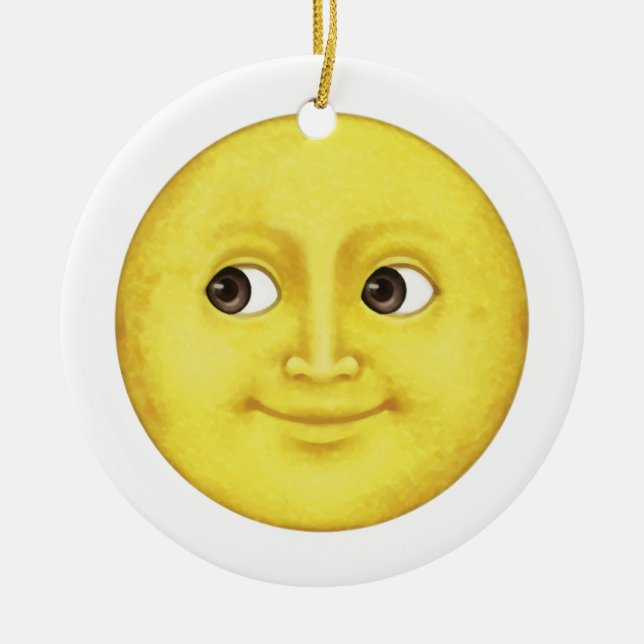 Ornement Rond En Céramique Lune jaune - Emoji (Devant)