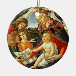 Ornement Rond En Céramique Madonna de Botticelli. Cadeau de Noël