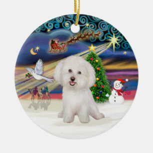 Ornement Rond En Céramique Magie de Noël - Bichon Frise #7