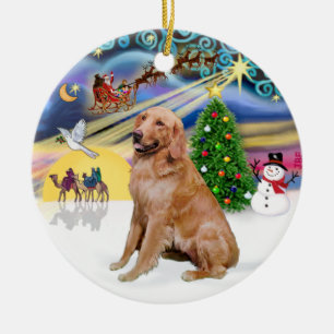 Ornement Rond En Céramique Magie de Noël - Or (B1)
